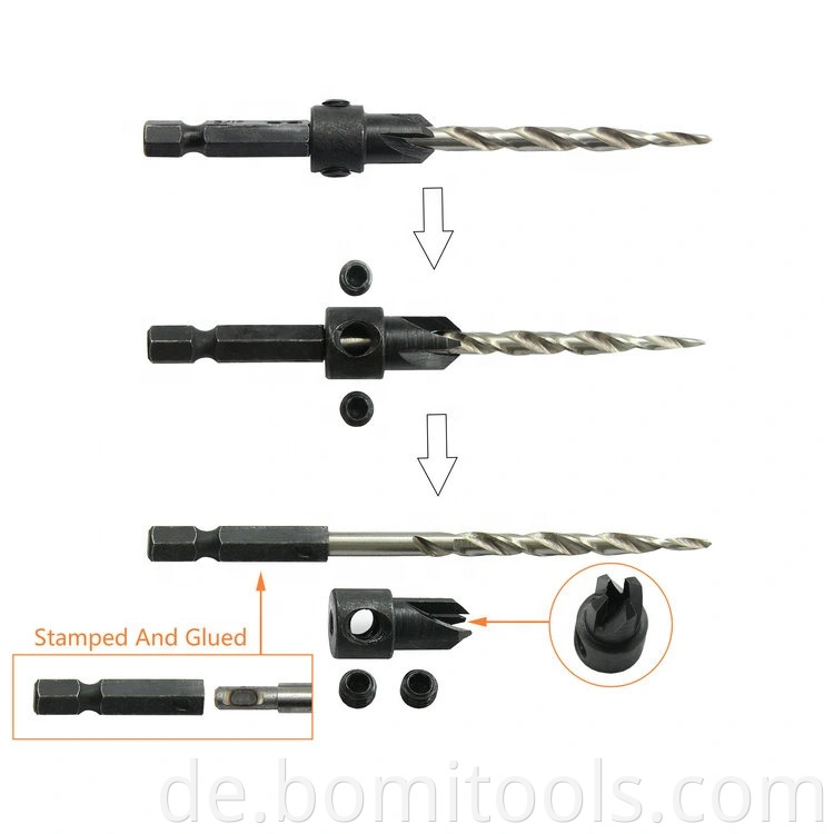 hex shank drill bit with countersink